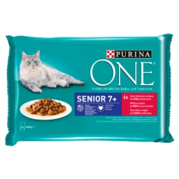 PURINA ONE Senior eledel marhával és répával (4x85g)