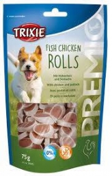 TRIXIE Premio Fish Chicken Rolls (csirke, hal) jutalomfalat (75g)