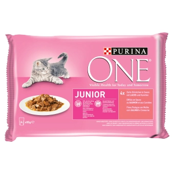 PURINA ONE Junior eledel lazaccal és sárgarépával (4x85g)