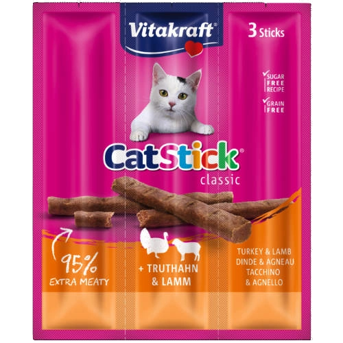 VITAKRAFT Cat Stick Mini jutalomfalat pulykával, báránnyal (3x6g)
