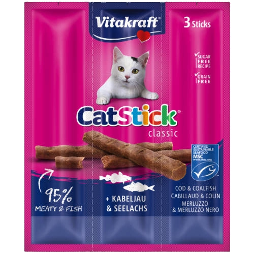VITAKRAFT Cat Stick Mini jutalomfalat tőkehallal (3x6g)