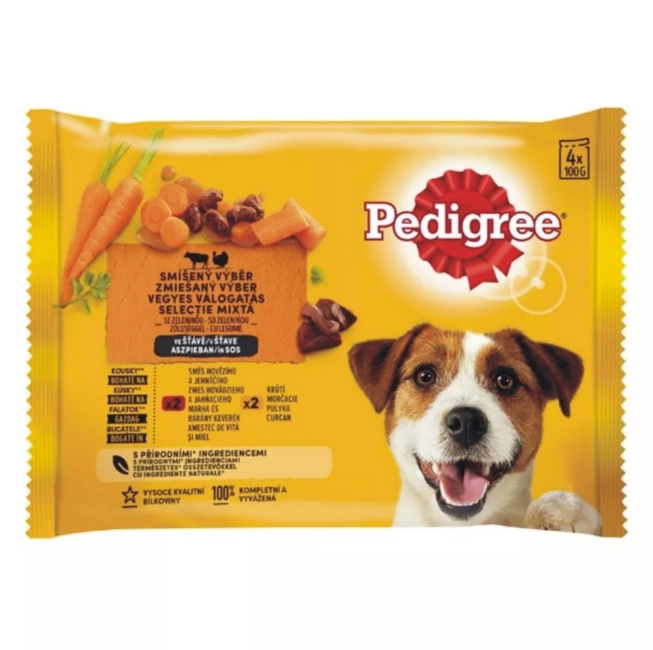 PEDIGREE Vegyes válogatás aszpikban bárány és marha, pulyka (4x100g)
