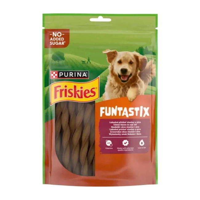 FRISKIES Funtastix bacon és sajt ízesítésű jutalomfalat kutyáknak
