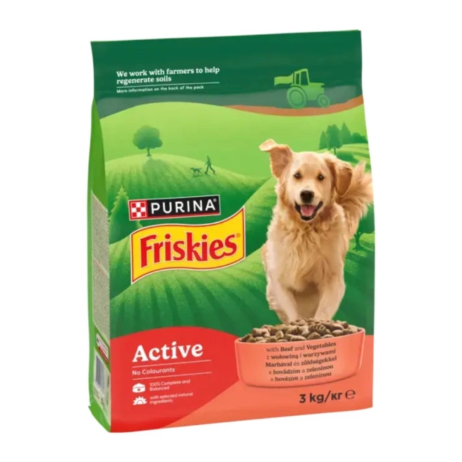 FRISKIES Active felnőtt kutyák számára marhával