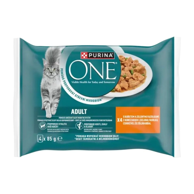 PURINA ONE nedves eledel csirkével és zöldbabbal macskáknak (4x85g)