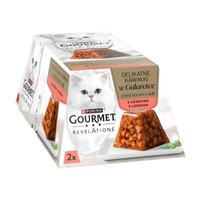 GOURMET Revelations lazaccal zselében nedves macskaeledel (2x57g)