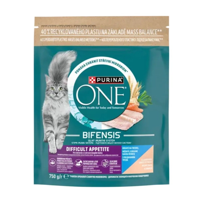 PURINA ONE DIFFICULT APPETITE Tőkehal és pisztráng száraz macskaeledel (750g)