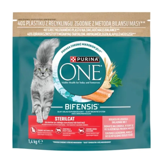 PURINA ONE STERILCAT Lazacban gazdag száraz macskaeledel
