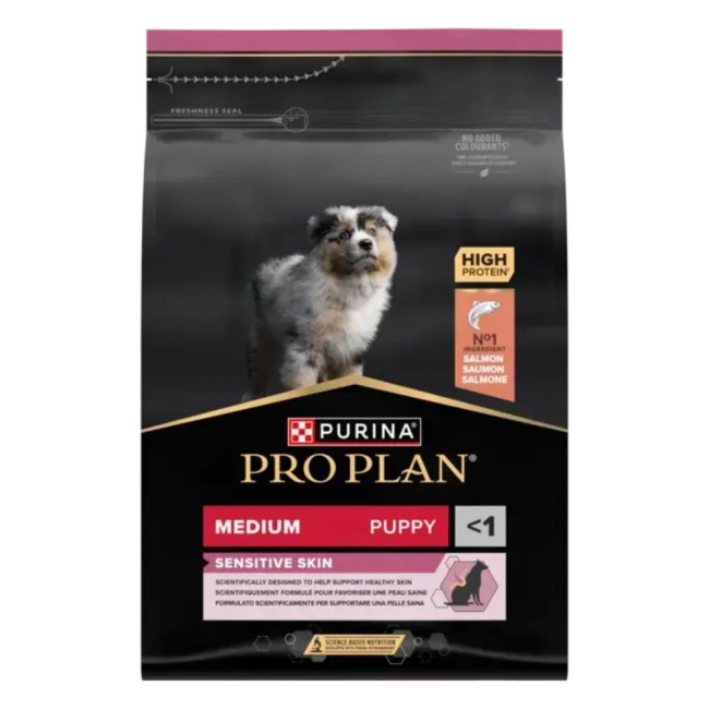 PRO PLAN Medium Puppy SENSITIVE SKIN lazacban gazdag szárazeledel