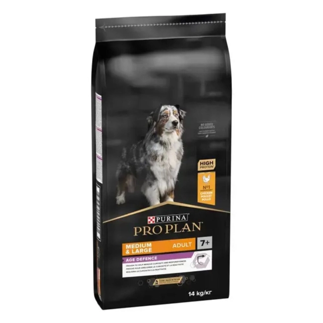 PRO PLAN Medium & Large Adult 7+ AGE DEFENCE csirkében gazdag szárazeledel (14 kg)