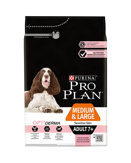 PRO PLAN Medium and Large 7+ OPTIDERMA száraz kutyaeledel lazaccal