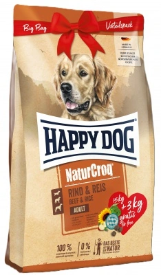 Happy Dog NaturCroq Adult Rind & Reis 15+3 kg