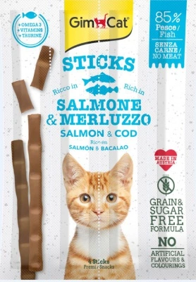 GimCat Sticks lazac és tőkehal 4 x 1 db