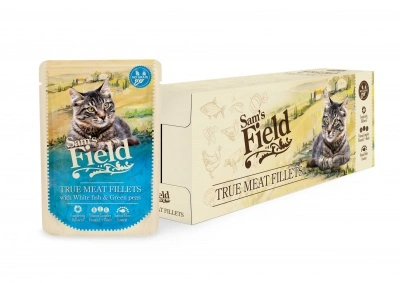 Sam's Field True Meat Fillets - White fish & Green peas alutasakos eledel 24 x 85 g