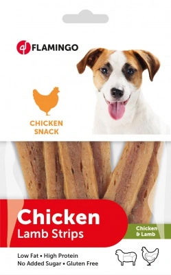 Flamingo Kutya Snack - Chicken Lamb Strips csirkés és bárányos csíkok 85 g