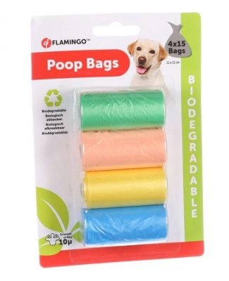 Flamingo bio (lebomló) kutyagumigyűjtő zacskó - mix 4 x 15 db
