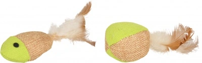 Flamingo játék labda és hal tollakkal macskáknak 10 cm