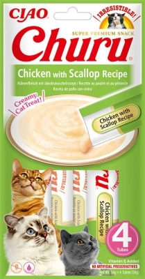 Inaba Cat Churu Püré - csirke fésűkagylóval 4 x 14 g