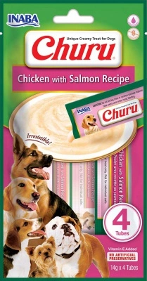 Inaba Dog Churu Püré - csirke-lazac 4 x 14 g