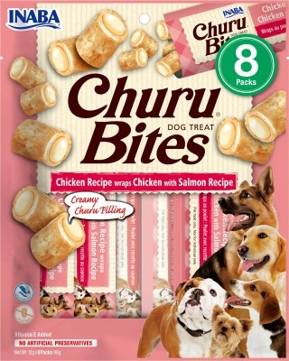 Inaba Dog Churu Bites - csirke lazaccal 8 x 12 g