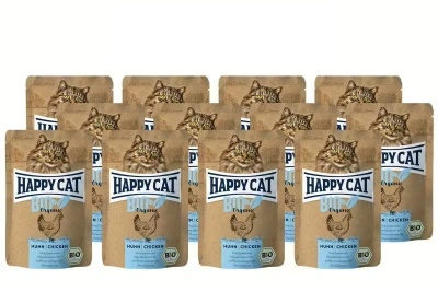 Happy Cat Bio Organic alutasakos eledel - csirkével 12 x 85 g