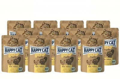 Happy Cat Bio Organic alutasakos eledel - csirkével és pulykával 12 x 85 g