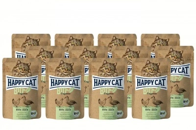 Happy Cat Bio Organic alutasakos eledel - csirkével és kacsával 12 x 85 g