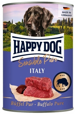 Happy Dog pur konzerv bivaly ízesítésű nedves állateledel felnőtt kutyák számára 6x400 g 15 db