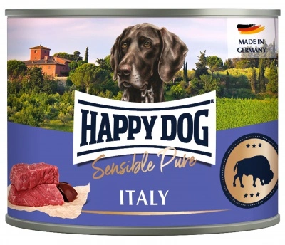 Happy Dog pur konzerv bivaly ízesítésű nedves állateledel felnőtt kutyák számára 6x200 g 1 db