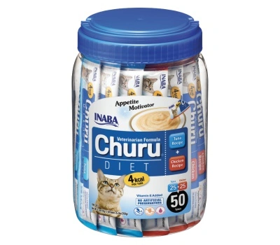 Inaba Vet Churu jutalomfalatok macskák részére tonhallal, csirkével, krémes textúrával 25P 50 x 14 g