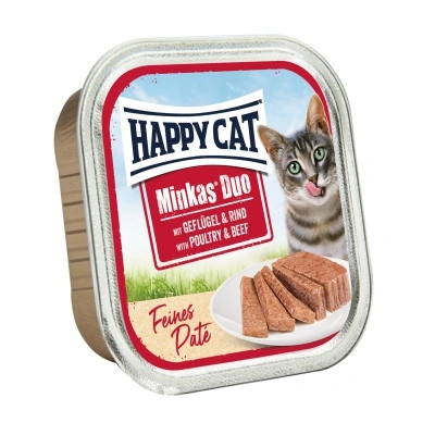 Happy Cat Minkas Duo - szárnyas és marha pástétom 16 x 100 g
