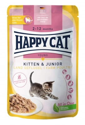 Happy Cat pouch szósz kitten-junior baromfi macskák részére 20 x 85 g