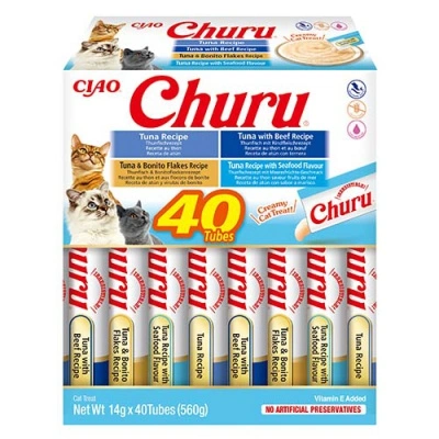 Inaba Cat Churu Ciao tonhalas mix - tonhal-marha-bonito-tenger gyümölcsei 40 x 14 g