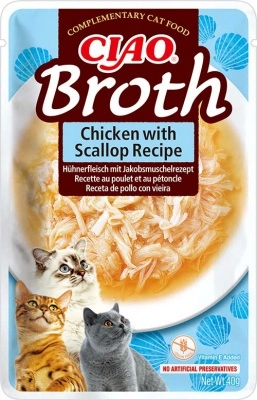 Inaba Cat Churu Ciao Broth - csirke-fésűkagyló 40 g