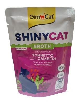 GimCat ShinyCat Broth Tonnetto con Gamberi - leves tonhallal és garnélarákkal 70 g