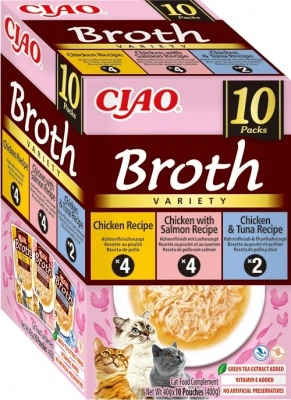 Inaba Cat Broth Variety - csirke, csirke-lazac, csirke-tonhal 10 x 40 g