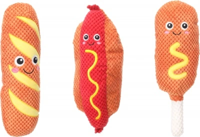 Flamingo játék - Fofa fastfood baguette, hot dog, csirkecomb 1 db