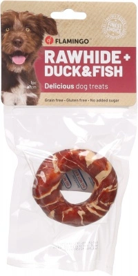 Flamingo Rawhide Ring + duck & fish - nyersbőr + kacsa és hal 45 g
