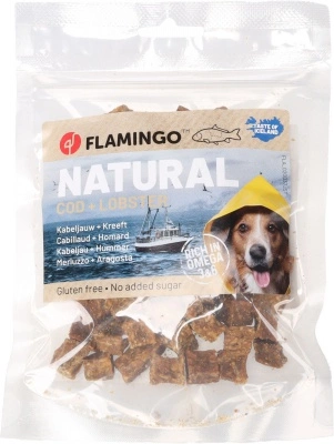 Flamingo jutalomfalat - Natural Snack tőkehalas és homáros kockák 75 g