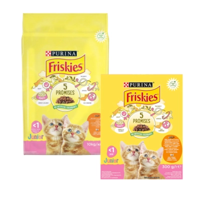 FRISKIES Junior macskaeledel csirkével, tejjel és hozzáadott zöldségekkel