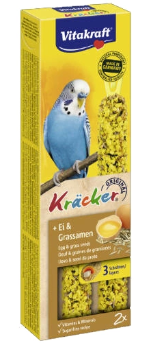 VITAKRAFT Kräcker Tojás és fűmag dupla rúd hullámos papagájoknak (60g)