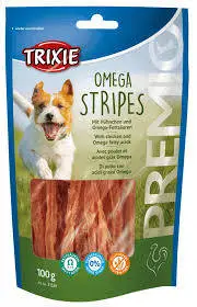 TRIXIE Premio Omega Stripes jutalomfalat (csirkemell) kutyáknak (100g)