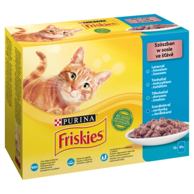 FRISKIES Szószban lazaccal/tonhallal/szardíniával/tőkehallal macskaeledel