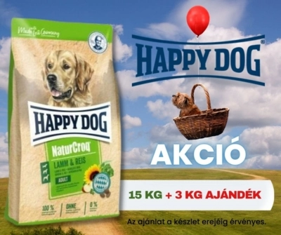 AKCIÓS Happy Dog NaturCroq Lamb and Rice (15 kg) + 3 KG AJÁNDÉK