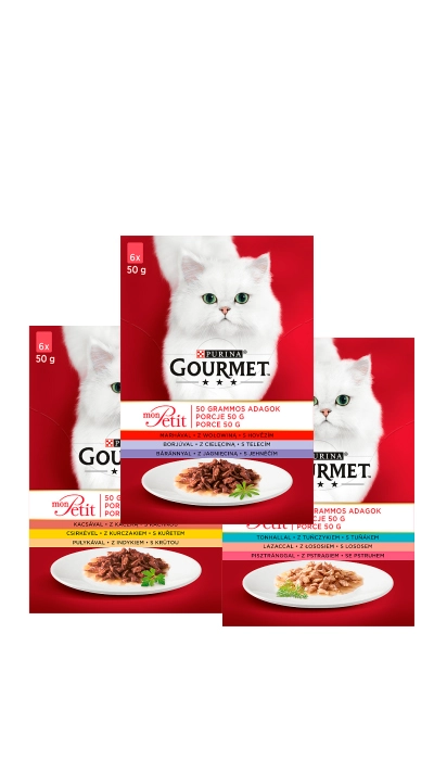 GOURMET MON PETIT válogatások nedves eledel felnőtt macskák (6x50g)